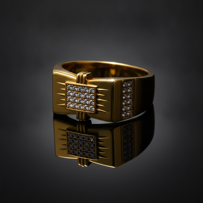 NUGOLD Regal Square Crystal Signet Ring for Men & Boys