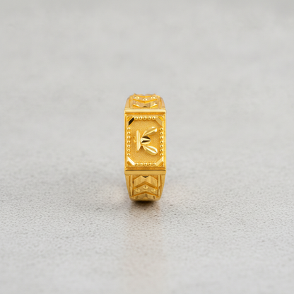 Royal Crest Botanical Pattern Statement Ring for Men