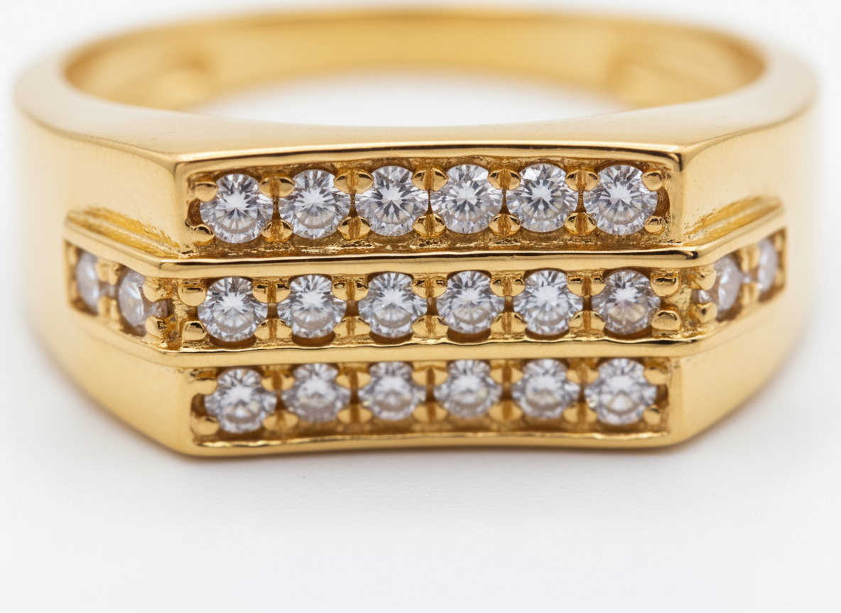 NuGold Luxe Triple Row Zircon Ring