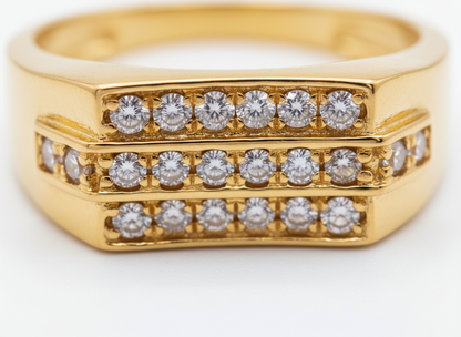 NuGold Luxe Triple Row Zircon Ring