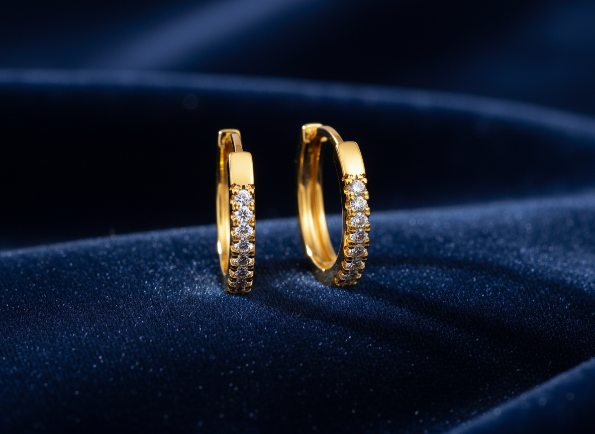 NuGold Diamond Hoop Earrings for Women & Girls