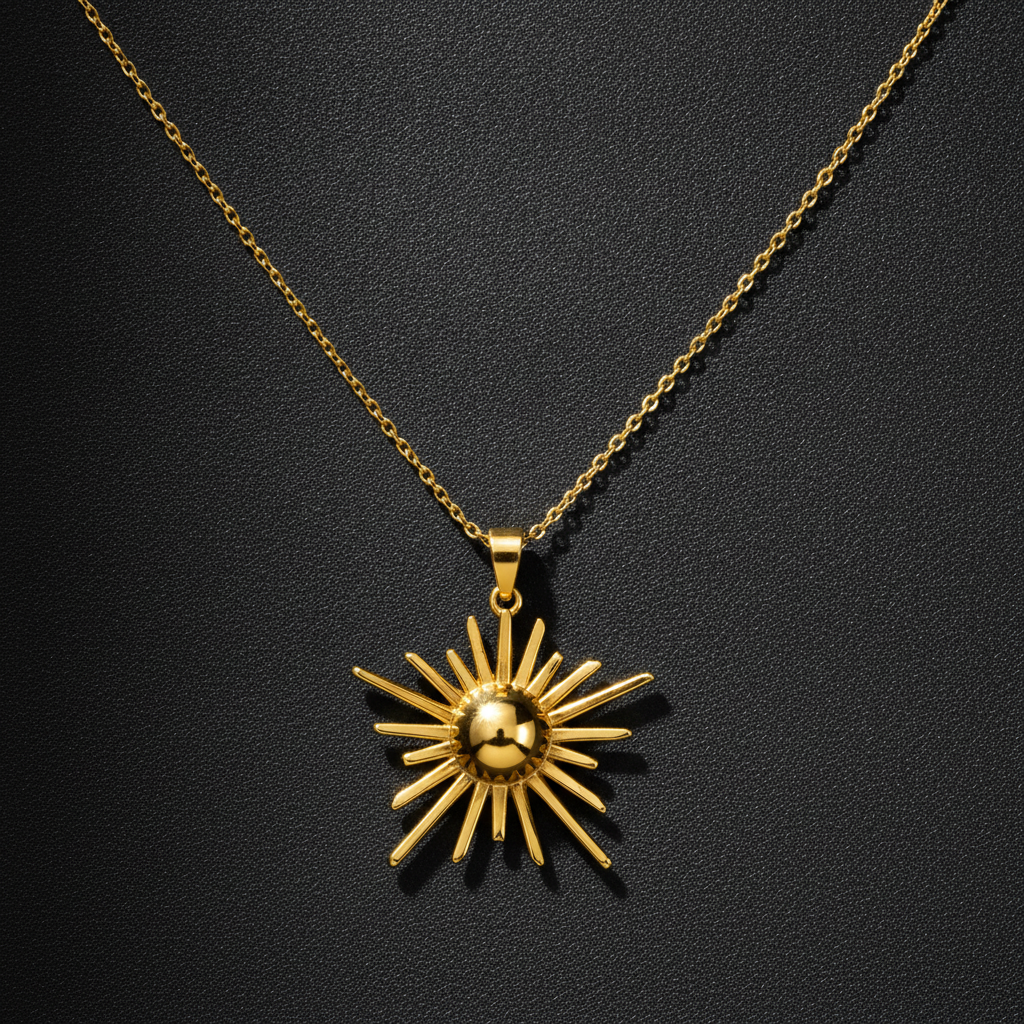 Golden Solstice Sun Necklace for Women