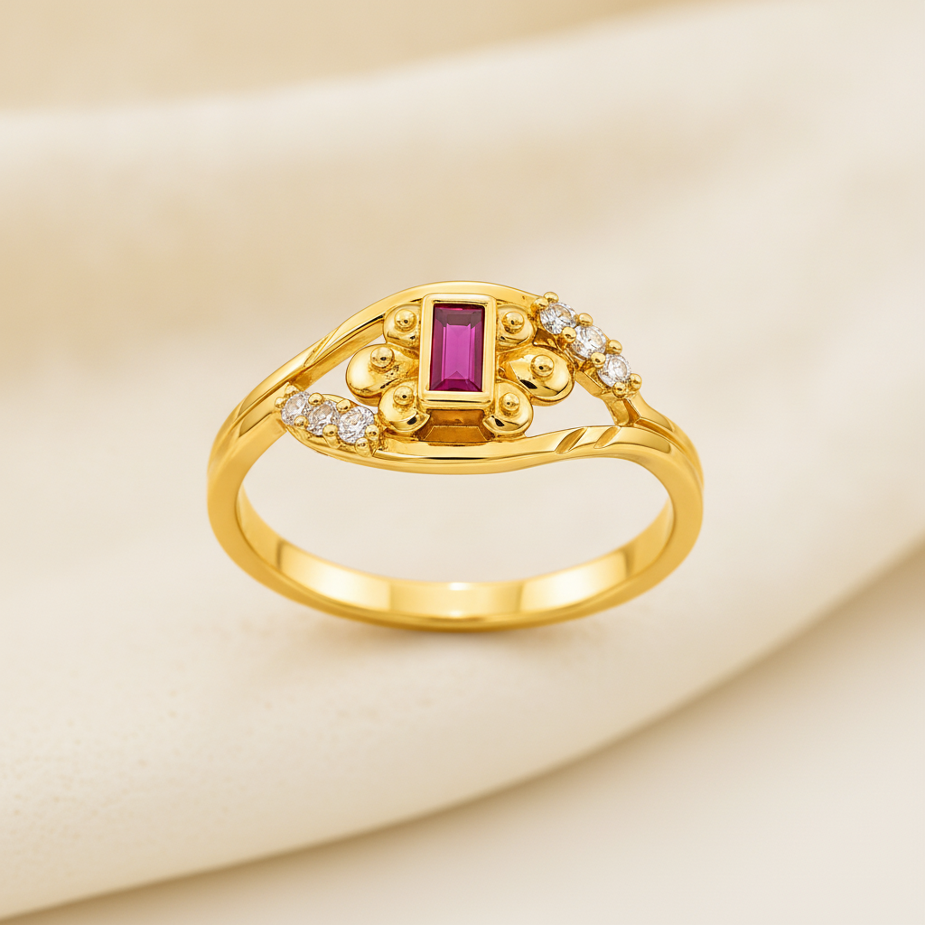 Royal Ruby Emblem Sparkle Statement Ring for Women