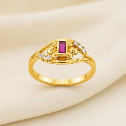 Royal Ruby Emblem Sparkle Statement Ring for Women