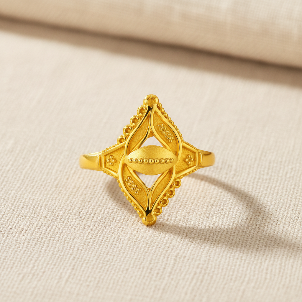 Regal Leaf Crest Heritage Statement Ring for Women
