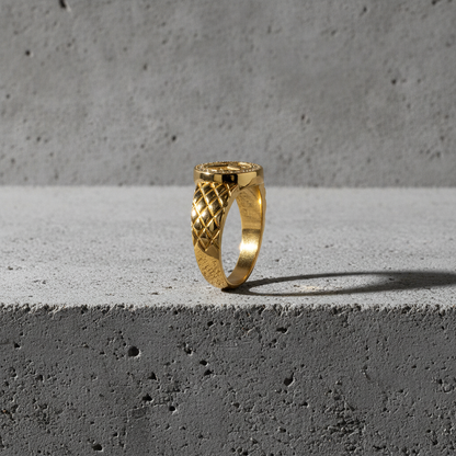 Elegant Crystal CZ Round Emblem Ring for Men