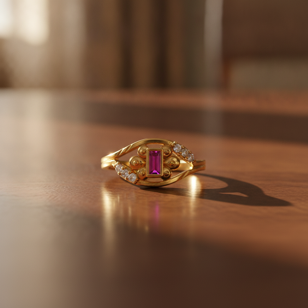 Regal Ruby Crest Sparkle Statement Ring for Women