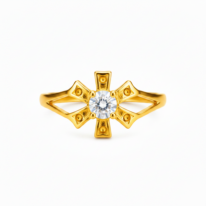 Trendy Sunburst Cubic Zirconia Ring for Women & Girls