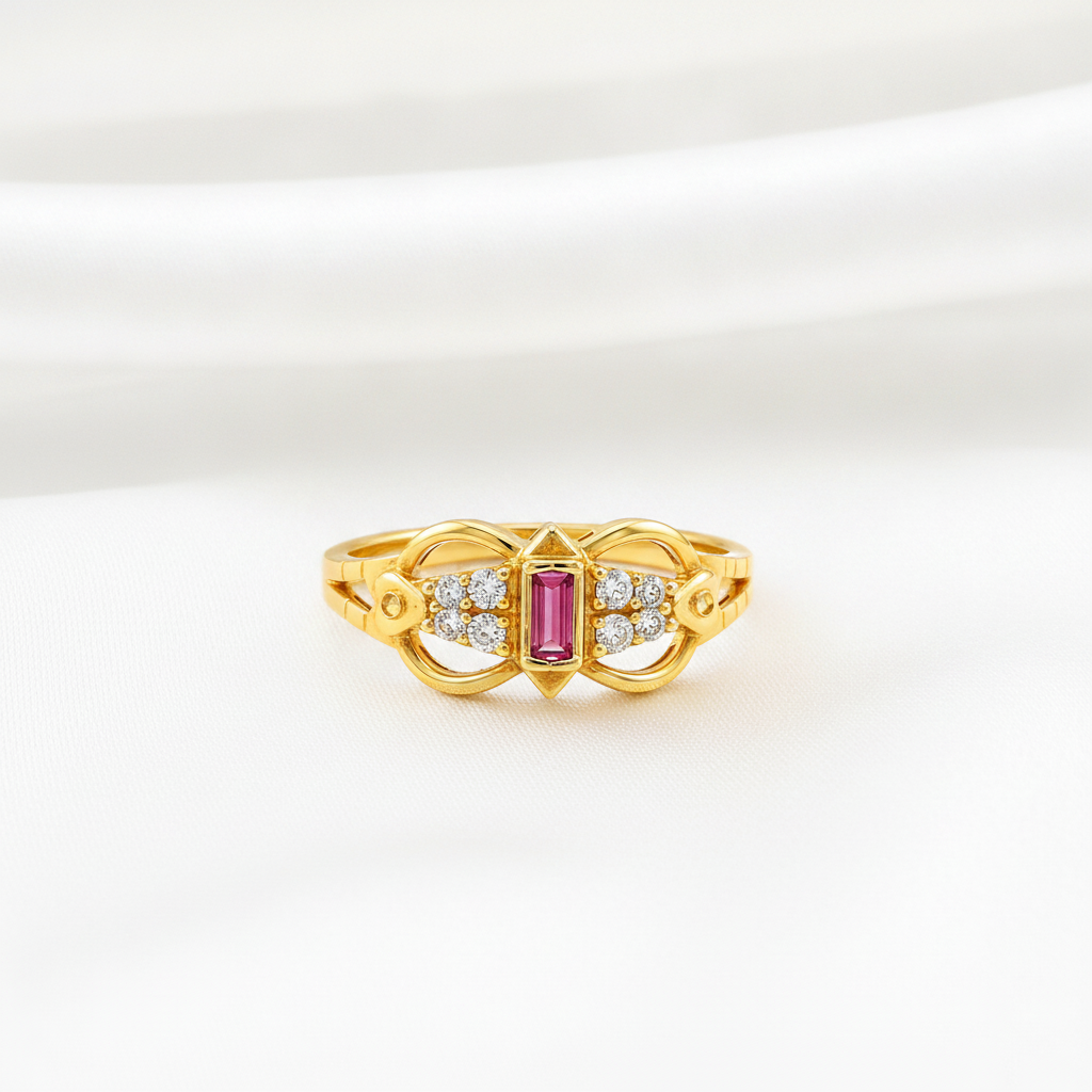 Regal Ruby Infinity Crest Statement Ring for Women