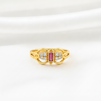 Regal Ruby Infinity Crest Statement Ring for Women