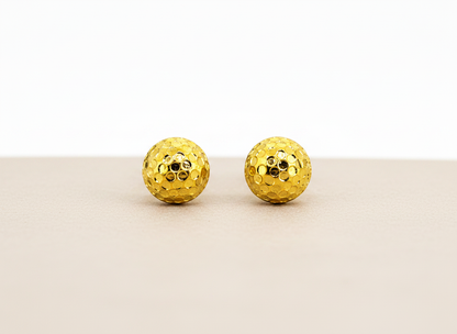NuGold Textured Dome Gold-Toned Stud Earrings for Women
