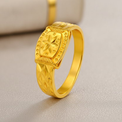 Elegant Floral Motif Statement Ring for Men