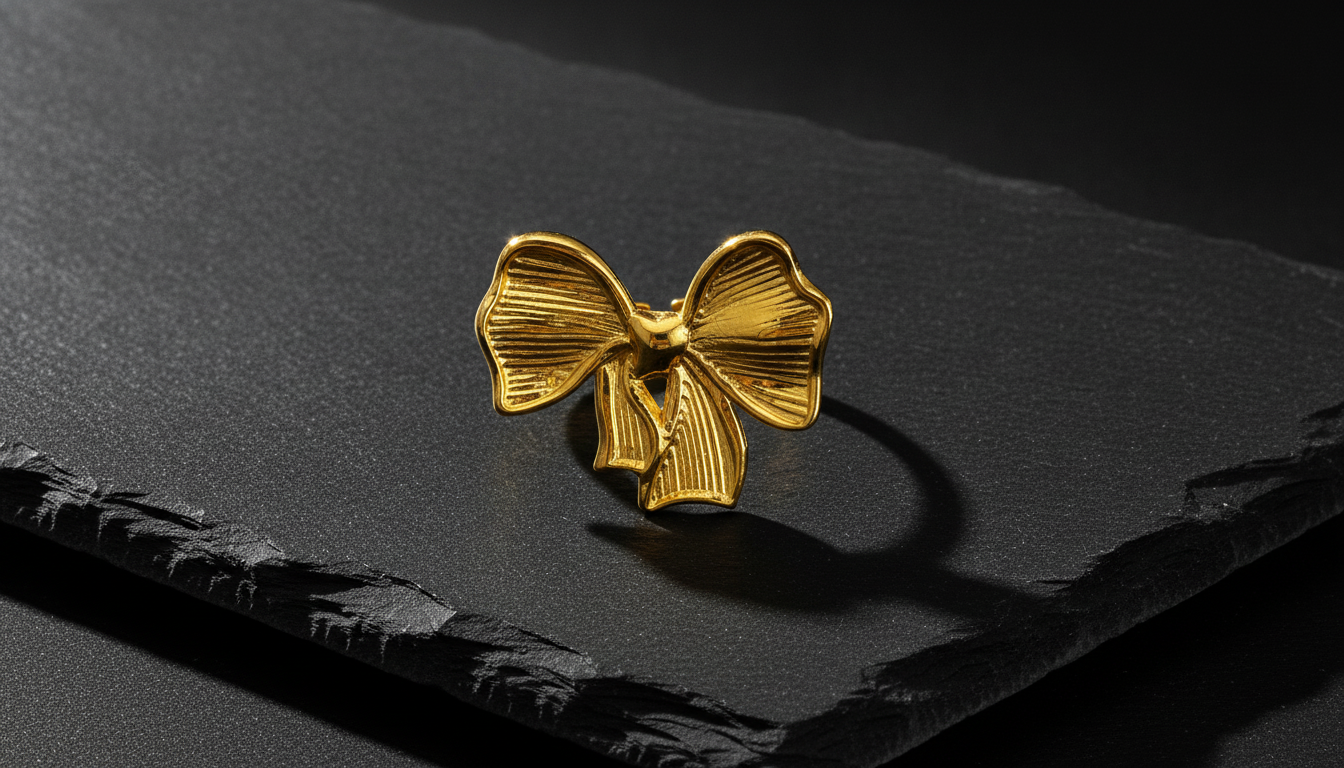 NUGOLD Adjustable Ribbon Bow Ring for Women & Girls