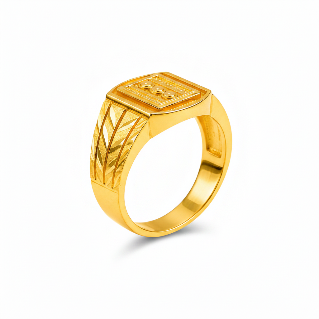 Royal Triple Medallion Geometric Statement Ring for Men