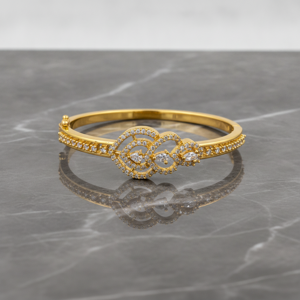 Elegant Marquise Crystal Designer Open Kada Bracelet for Women
