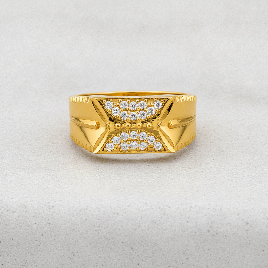Imperial Crystal Bow Crest Gold Ring