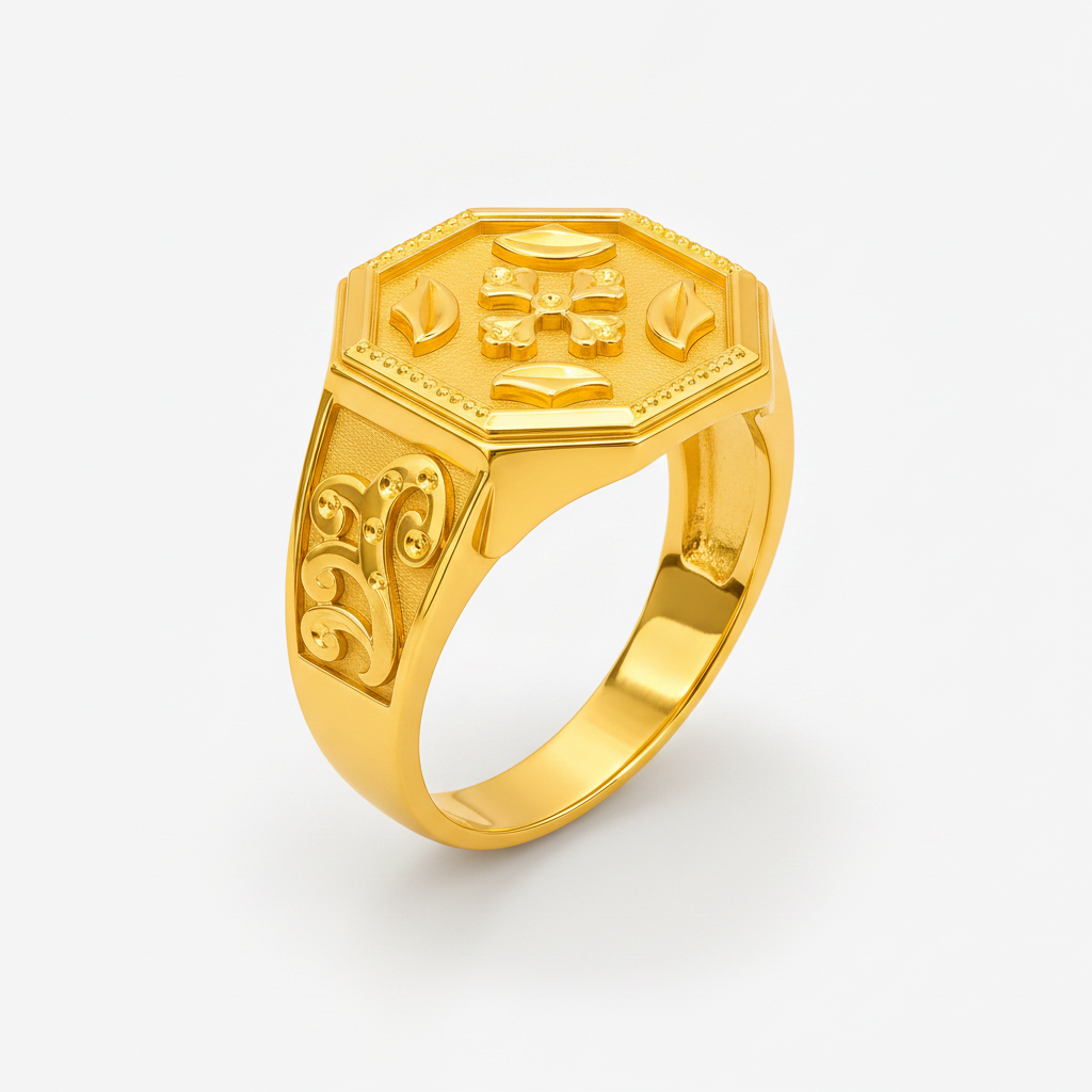 Imperial Fleur Crest Heritage Signet Ring for Men