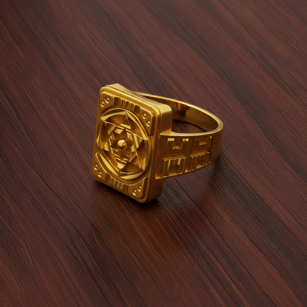 Royal Geometric Star Medallion Statement Ring