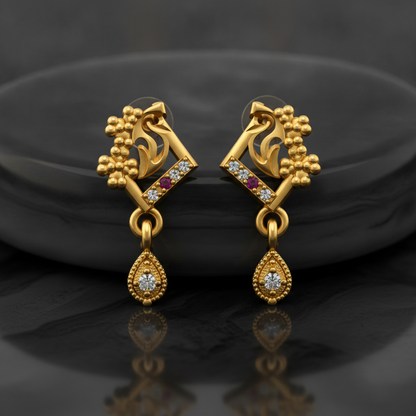 Royal Beaded Teardrop Crystal Drop Earrings for Women