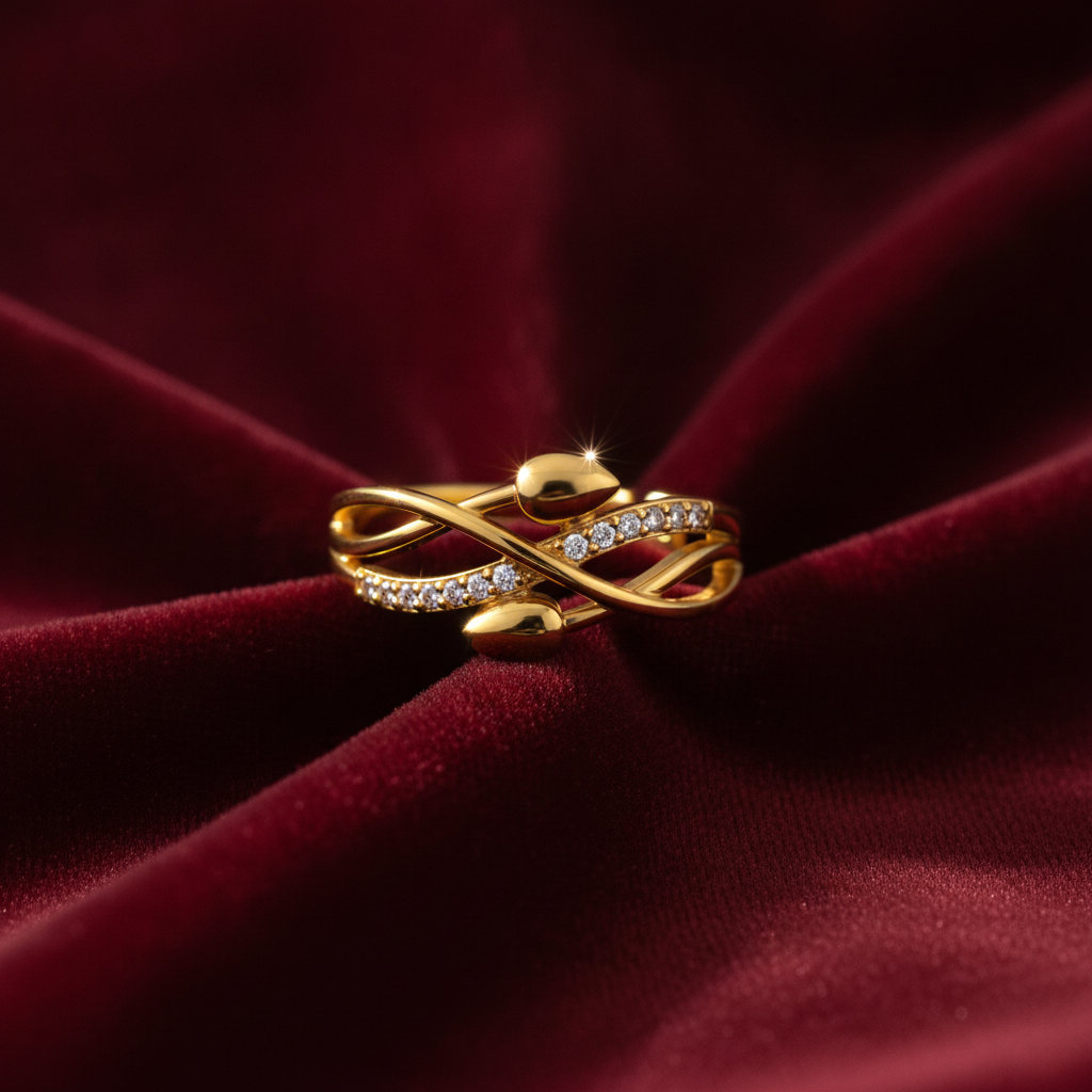 NUGOLD Infinity Leaf CZ Adjustable Ring for Women