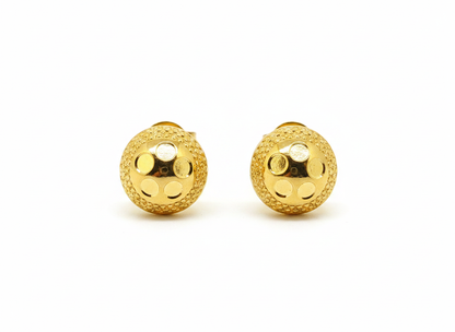 NuGold Textured Gold-Toned Round Stud Earrings for Women