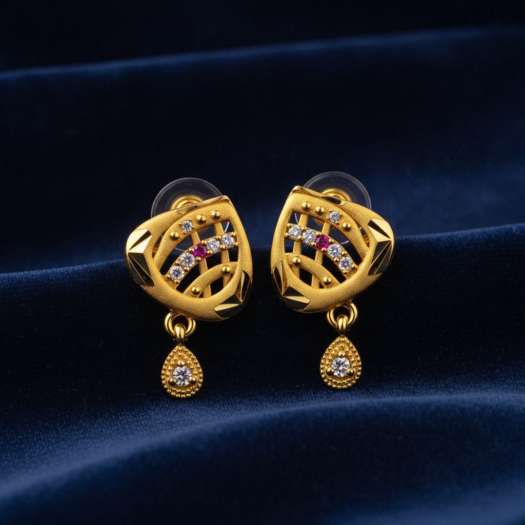 Royal Ruby Wave Teardrop Sparkle Earrings for Women