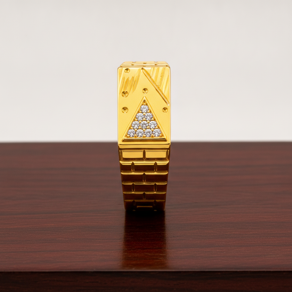 Classic Crystal CZ Triangle Statement Ring for Men
