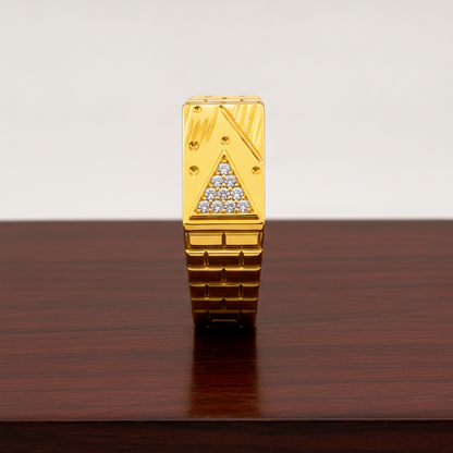Classic Crystal CZ Triangle Statement Ring for Men