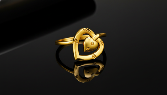 NuGold Double Heart Love Ring