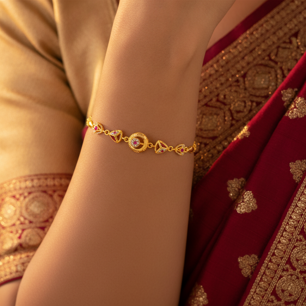 Luxury Ruby Trinity Charm Bracelet for Women & Girls