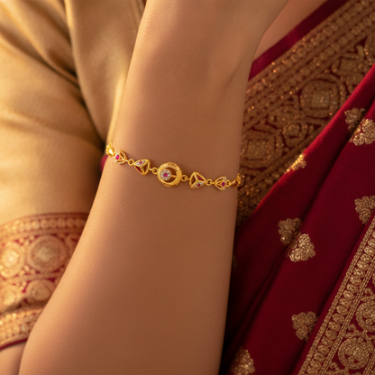 Luxury Ruby Trinity Charm Bracelet for Women & Girls