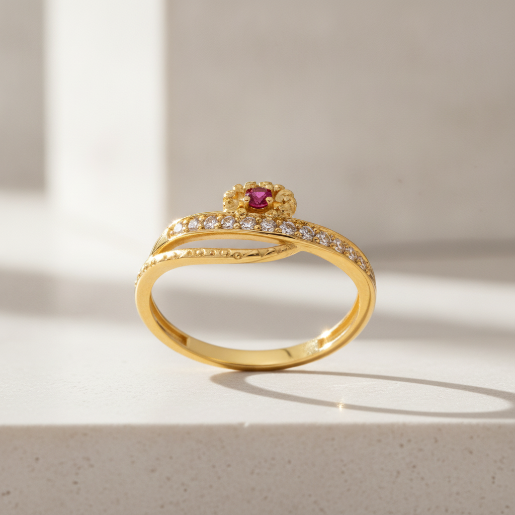Imperial Ruby Bloom CZ Statement Ring