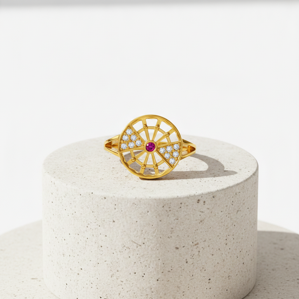 Regal Radiant Wheel Statement Ring For Women