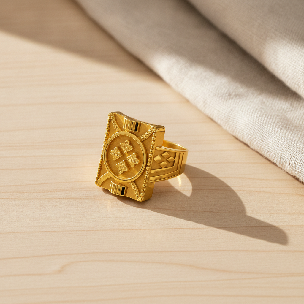Royal Insignia Textured Statement Ring for Men