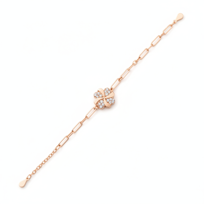Rose Gold Four Leaf Clover Designer 925 Silver Bracelet