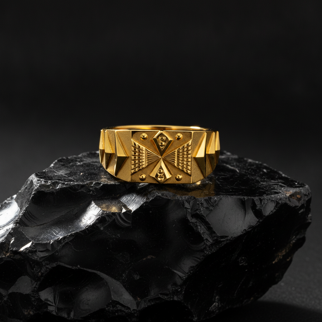Imperial Diamond Crest Geometric Ring for Men