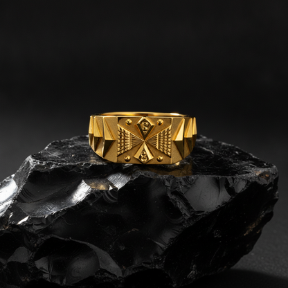 Imperial Diamond Crest Geometric Ring for Men