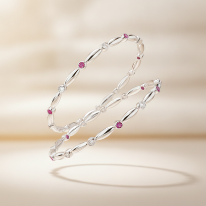 92.5 Silver Premium Bangles with Ruby & Cubic Zirconia