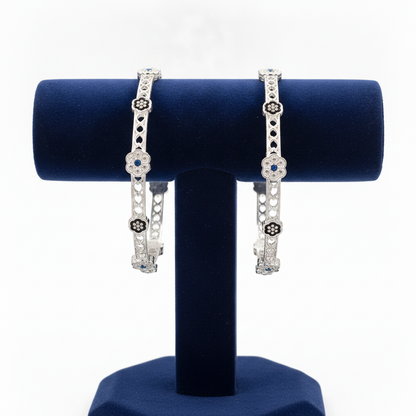 925 Silver Flower Pattern Bangles