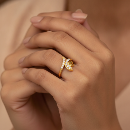 NUGOLD Delicate Butterfly CZ Fashion Ring