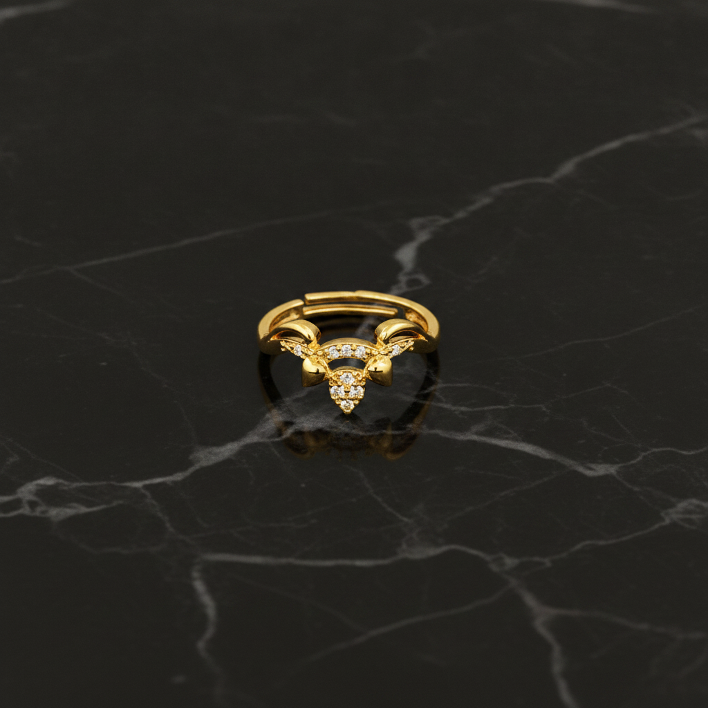 NUGOLD Deer Antler CZ Adjustable Ring for Women