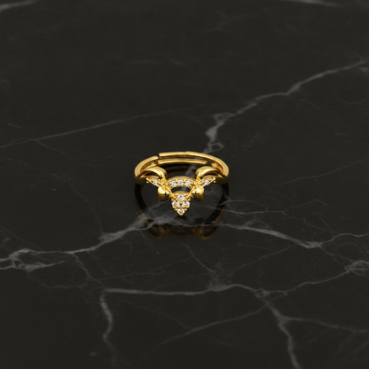 NUGOLD Deer Antler CZ Adjustable Ring for Women