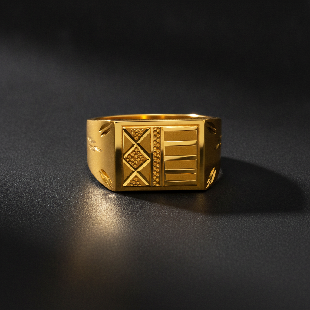 Royal Geometric Heritage Signet Ring for Men