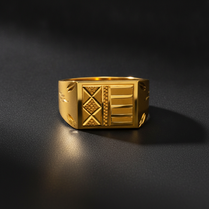 Royal Geometric Heritage Signet Ring for Men