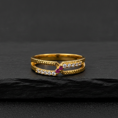 Imperial Ruby V-Cut Sparkle Band Ring