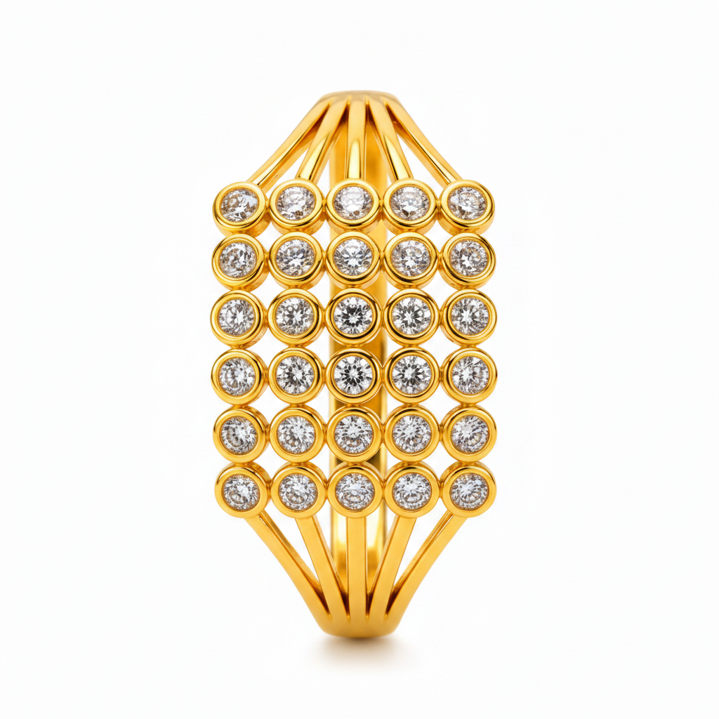 Royal Radiance Grid Sparkle Statement Ring for Women