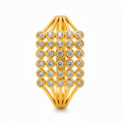 Royal Radiance Grid Sparkle Statement Ring for Women