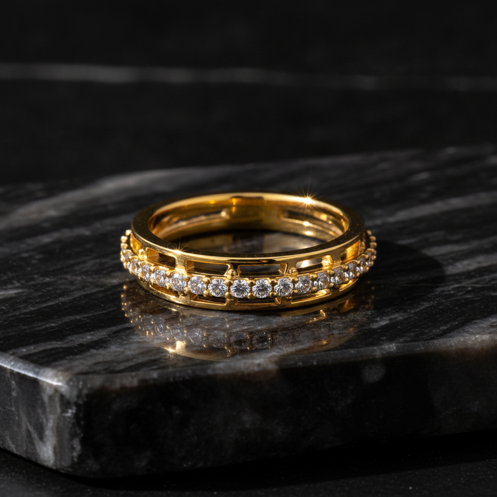 NUGOLD CZ Band Ring for Women With CZ Stone