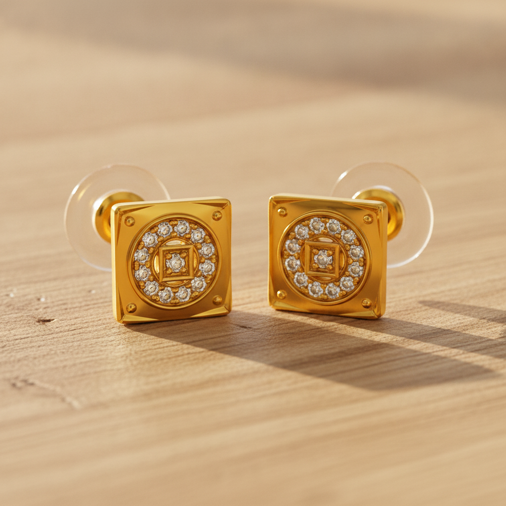 Regal Quadrant Crystal Stud Earrings