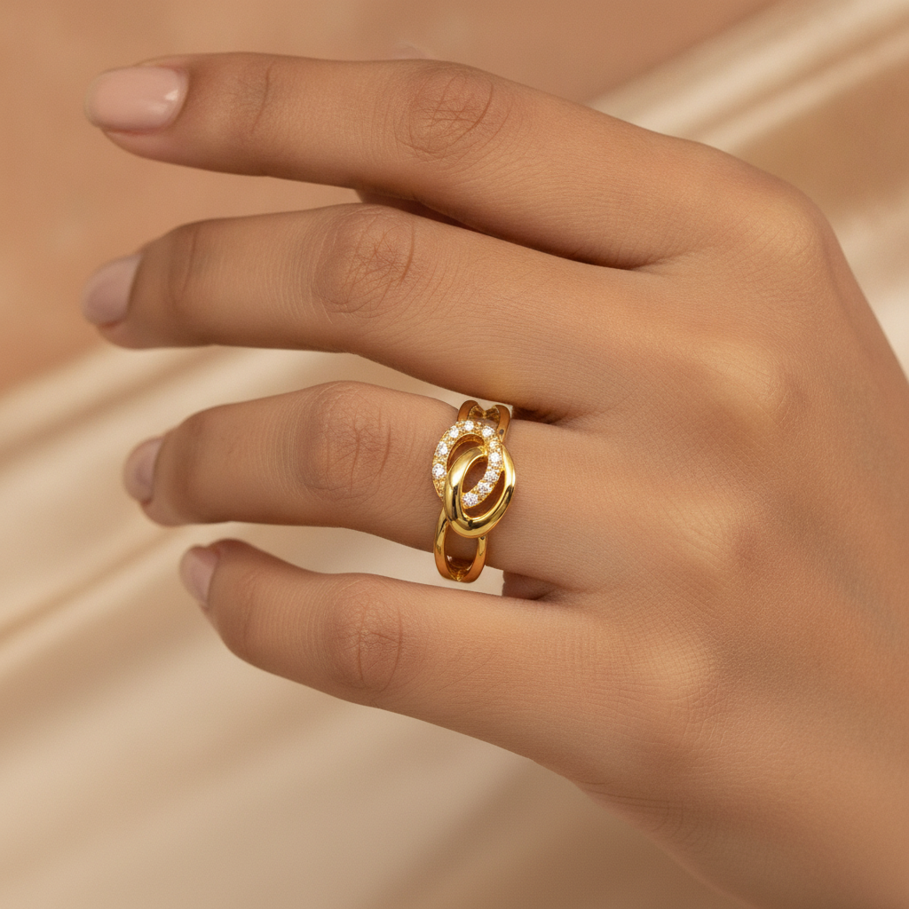 Infinity Loop Cubic Zirconia Open Ring for Women & Girls